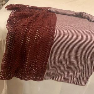 Maroon and white Infiniti scarf